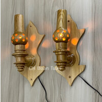 Đèn thờ gỗ ốp tường - Đèn gắn tường gỗ sồi lớn -2 kích thước