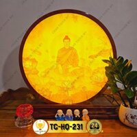 Đèn Thờ Hào Quang Phật Thích Ca In Tranh Trúc Chỉ, Trang Trí Bàn Thờ, Treo Cùng Tượng Phật TC-HQ-231