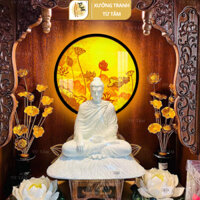 Đèn Thờ Hào Quang Phật TỪ TÂM In Tranh Trúc Chỉ Có Đèn Cao Cấp Trang Trí Bàn Thờ, Phòng Thờ Gia Tiên