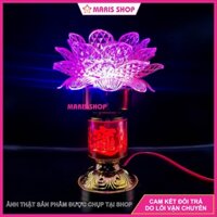 Đèn thờ hoa sen 2 chế độ xoay tròn hoặc ứng yên, có đèn LED tự động đổi màu, đèn bàn thờ Phật [MRHTXOAY4]