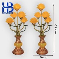 Đèn thờ hoa sen 5 bông lưu ly HB09 Vàng - Hỏa tốc - hàng mới