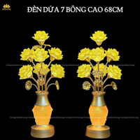 Đèn thờ hoa sen 7 bông  lưu ly dáng bình quả dứa Cao 68cm Hàng Nhập Khẩu