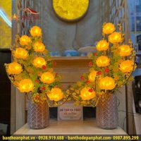Đèn thờ hoa sen bình gốm 9 bông cao cấp DT950