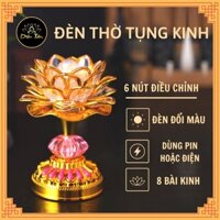 Đèn thờ hoa sen đồ thờ cúng - máy niệm phật 8 bài đổi màu Diệu Tâm