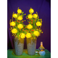 đèn thờ hoa sen. mẫu đèn 7 bông sen dáng chầu lộc cắm điểm ngọc