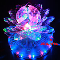 Đèn thờ hoa sen xoay 360 độ - Đèn Led trang trí cầu xoay hình hoa sen - đèn led đổi nhiều màu  - đèn trang trí bà