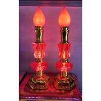 Đèn thờ nến (cặp) hình lục giác-hồ lô, nguồn adapter 5V-bóng liền