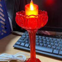 Đèn Thờ Nến Điện, Đèn Thờ Cốc Nến Hoa Sen Chạy Điện Không Khói Chính Hãng Sopoka BH 12 tháng