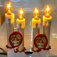 Đèn thờ nến đôi hình Đức Mẹ - đèn nến chéo 2 hình công giáo -giá bán/1 cái