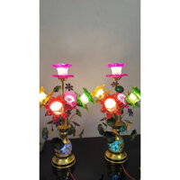 Đèn thờ ngũ sắc hoa thuỷ tinh cắm điện