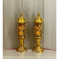 ĐÈN THỜ QUÝ PHÚ MẠ MÀU ĐỒNG, ĐÈN LƯỚI (MỘT CẶP+BÓNG LED)