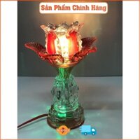 Đèn thờ. Sử dụng bóng led. Thân và hoa bằng thuỷ tinh. Cao 20