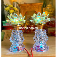 đèn thờ thủy tinh pha lê. đèn thờ hoa sen cao cấp (1 đôi)