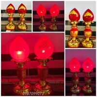 Đèn thờ trái đào thân lục giác, đào mới ( giá một cặp)