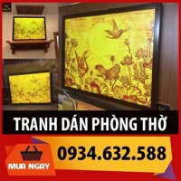 ĐÈN THỜ Tranh trúc chỉ in MÂU NI, kt 61cm x 81cm, thích hợp bàn thờ treo rộng 89cm hoặc 107cm [ Đèn để bàn thờ treo ]