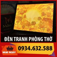 ĐÈN THỜ Tranh trúc chỉ in MÂU NI, kt 61x81cm dọc, Sen đài [Tủ thờ gỗ, bàn thờ, tranh thờ, đồ thờ bát tràng, vách thờ ]