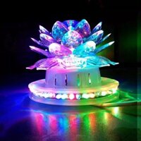 Đèn Thờ Xoay Hoa sen 12.5cm nhiều màu [đèn bàn thờ]
