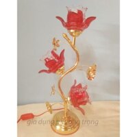 ĐÈN THỜ,ĐÈN TRỤ,BÔNG SEN THỦY TINH,Đèn thờ hình trụ lục giác mẫu 25cm - 30cm