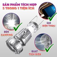 Đèn Tích Điện 3 in 1 Sạc Năng Lượng Mặt Trời , , Đèn Năng Lượng Mặt Trời Có Quạt Tích Điện + Kiêm Sạc Dự Phòng