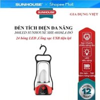 Đèn tích điện đa năng SUNHOUSE SHE - 6036LA - Màu đỏ, Cổng sạc USB tiện lợi, Mạch điện tiên tiến, tiết kiệm năng lượng