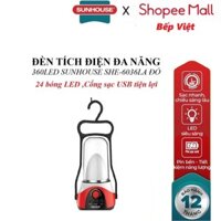 Đèn tích điện đa năng SUNHOUSE SHE - 6036LA - Màu đỏ, Cổng sạc USB tiện lợi, Mạch điện tiên tiến, tiết kiệm năng lượng