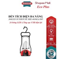 Đèn tích điện đa năng SUNHOUSE SHE - 6036LA - Màu đỏ, Cổng sạc USB tiện lợi, Mạch điện tiên tiến, tiết kiệm năng lượng