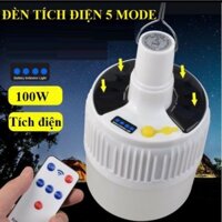 Đèn tích điện năng lượng mặt trời 100W siêu sáng có điều khiển + cáp sạc 5 chế độ đèn led (hàng loại 1)