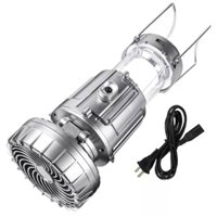 Đèn Tích Điện Năng Lượng Mặt Trời 3 in 1 Chống Nước, Đèn Pin Chiếu Sáng Tích Hợp Quạt, Sạc Dự Phòng Tiện Lợi Đi Dã Ngoại