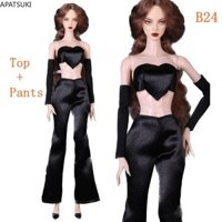 Đen Tình Yêu Thời Trang Bộ Quần Áo Cho Búp Bê Barbie Trang Phục Crop Top Quần Dài Quần 1 / 6 Búp Bê Phụ Kiện Đồ Chơi Dành Cho Trẻ Em