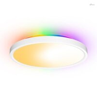 Đèn trần LED 30W 2700LM Đèn bảng phẳng tròn WiFi BT RGBIC / CCT / RGB 2700K-6500K Đèn đổi màu có thể điều chỉnh độ sáng Điều khiển ứng dụng với điều khiển từ xa 2.4G cho phòng ngủ gia đình Cl