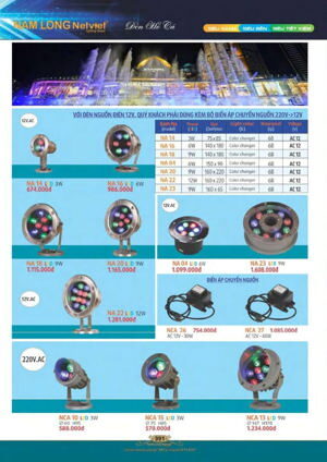 Đèn trang trí âm hồ nước đổi màu Netviet NA-22