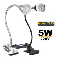 Đèn Trang trí Led rọi 5W - T025, Đèn đọc sách kẹp bàn đầu giường, Thân đèn Kim loại uốn 360 độ