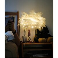 Đèn trang trí phòng khách, phòng ngủ, decor bàn làm việc đèn lông vũ