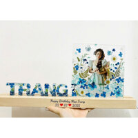 Đèn tranh decor hoa khô trang trí hoa hướng dương, hoa baby khô, khung tranh in ảnh