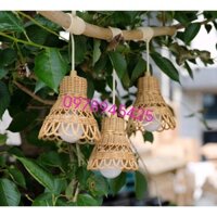 Đèn tre đèn mây tre đèn lồng tre kèm đui dây bóng đèn