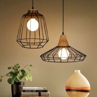 Đèn treo khung sắt đui gỗ- LAM169L