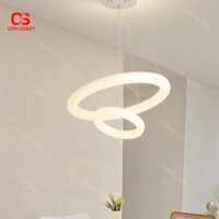Đèn treo thả trần LED 42W 3 chế độ, Đèn chùm 2 tầng vòng tròn decor phòng khách, phòng ngủ,khách sạn