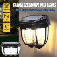 Đèn treo tường cảm biến cơ thể POKINGE, Tuổi thọ lâu dài 3 chế độ Đèn dây tóc vonfram năng lượng mặt trời, Chống rỉ sét Bền chống nước 1 / 2 / 3 Đèn LED sân hiên treo tường ngoài trời