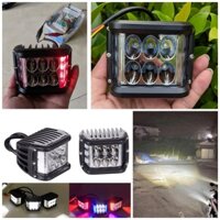 Đèn trợ sáng X6 Pro 6 led 45W 2in1 chớp nháy xanh đỏ lắp các loại xe máy ô tô mẫu mới hàng vip, Đèn led siêu sáng xe máy