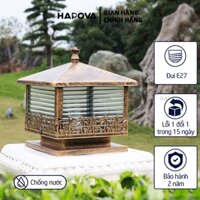 Đèn trụ cổng cây Dừa, đèn trang trí ngoài trời cỡ 400mm HAPOVA CROSI 7005 + Tặng kèm bóng 9W vàng