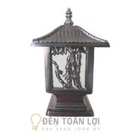 Đèn Trụ Cổng: Mẫu đèn trụ cổng đúc trúc lùn sơn đen, vàng sang trọng