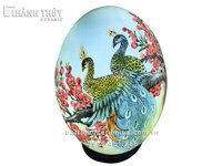 Đèn trứng Thấu quang vẽ chim công – cao 32cm