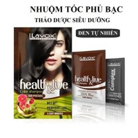Đen Tự Nhiên Dầu Gội Nhuộm Đen Tóc, Phủ Bạc 100 Thảo Dược Siêu Dưỡng LAVOX 30ml - H1