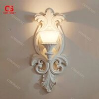 Đèn Tường Cổ Điển Kiểu Pháp Bằng Thạch Cao, Đèn Tường Chạm Khắc Retro 3 Chế Độ Màu
