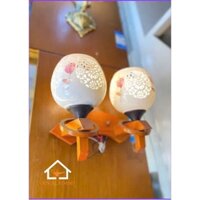 Đèn tường đế gỗ chao sứ trang trí không gian phòng khách,phòng ngủ....