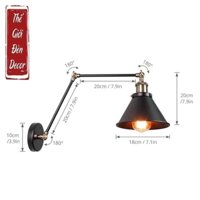 Đèn tường deco tay dài 2 đoạn -3 khớp chỉnh đui e27 phổ thông tặng kèm bóng led Edison