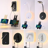 Đèn tường điều khiển cảm ứng mới, đèn LED đọc sách đầu giường hiện đại đơn giản, đèn điều chỉnh độ sáng cho phòng khách sạn với đèn tường USB