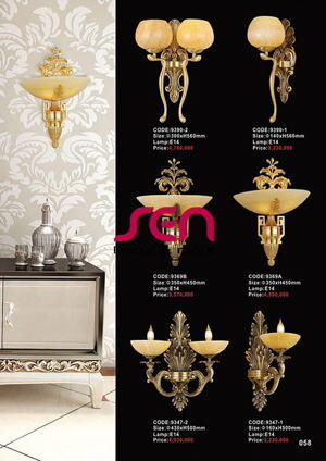 Đèn tường đồng đá nến 9347-1