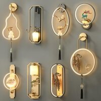 Đèn tường không dây hoàn toàn bằng đồng, phong cách Trung Quốc mới cho phòng khách, TV, ghế sofa, tường nền, đèn ngủ, đè