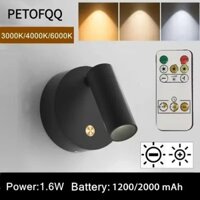 Đèn tường LED PETOFQQ, Đèn tường đế từ tính màu đen trắng, có thể sạc lại USB với công tắc cảm ứng Đèn ngủ có thể điều chỉnh độ sáng Phòng ngủ